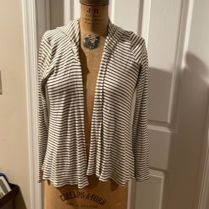 White House Black Market Black / Ivory Wrap Jacket hooded cardigan Top S